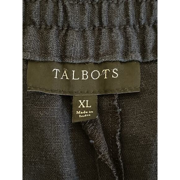 Talbots Navy Blue Linen Pants Size XL Elastic Waist Drawstring Coastal - Picture 11 of 13